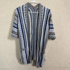 Lucky Brand‎ Sweater Womens Extra Small Blue Gray Open Front Cardigan Boho Knit